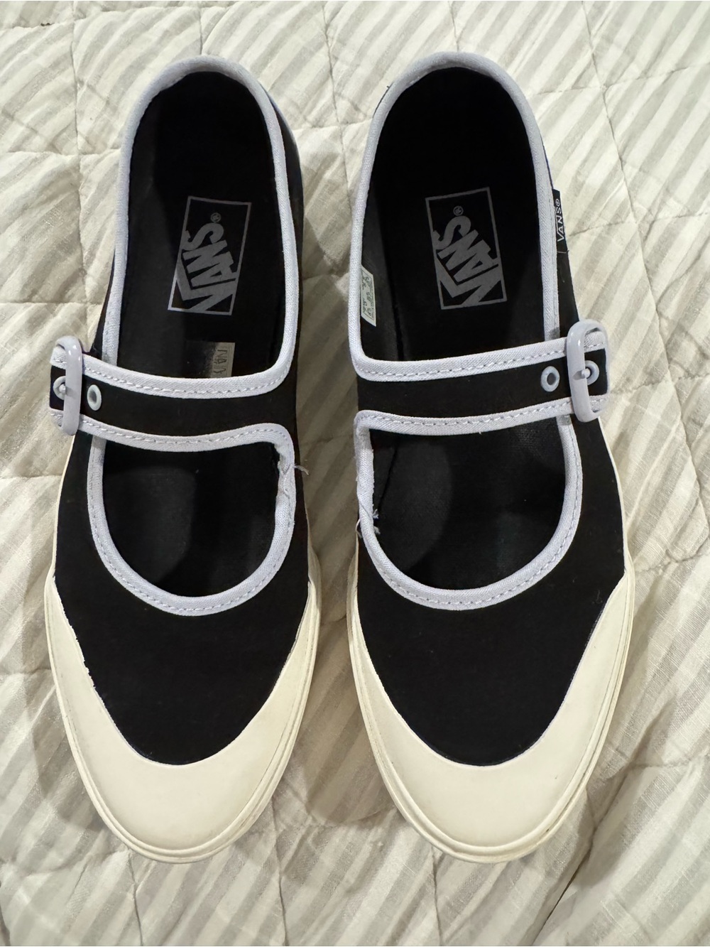 Vans Black and White Mary Jane Slip-On Sneakers